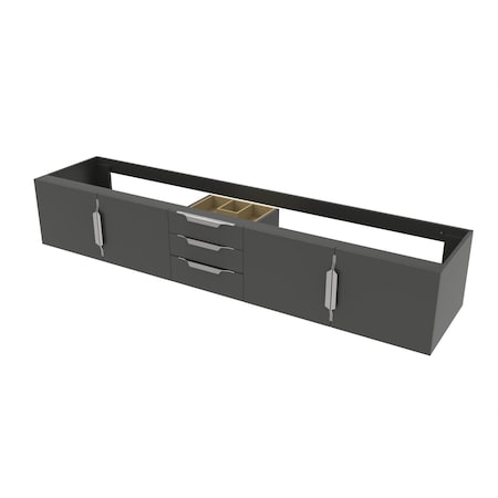 Castello Usa Alpine 84-inch Black Vanity Base with Brushed Nickel Handle CB-MC-84BLK-BN-VBO